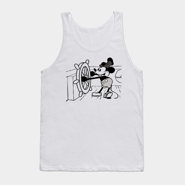 Mickey at the Helm - Steamboat Willie Tribute Tank Top by Helgar